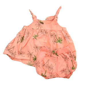 Tea Girls Pink | Green Palm Trees Apparel Sets size: 6-9 Months